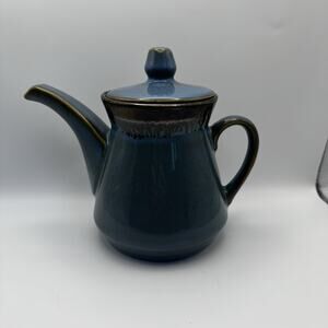 California Pantry Stoneware Blue Brown‎ Drip Glaze Teapot w/ Strainer in Spout
